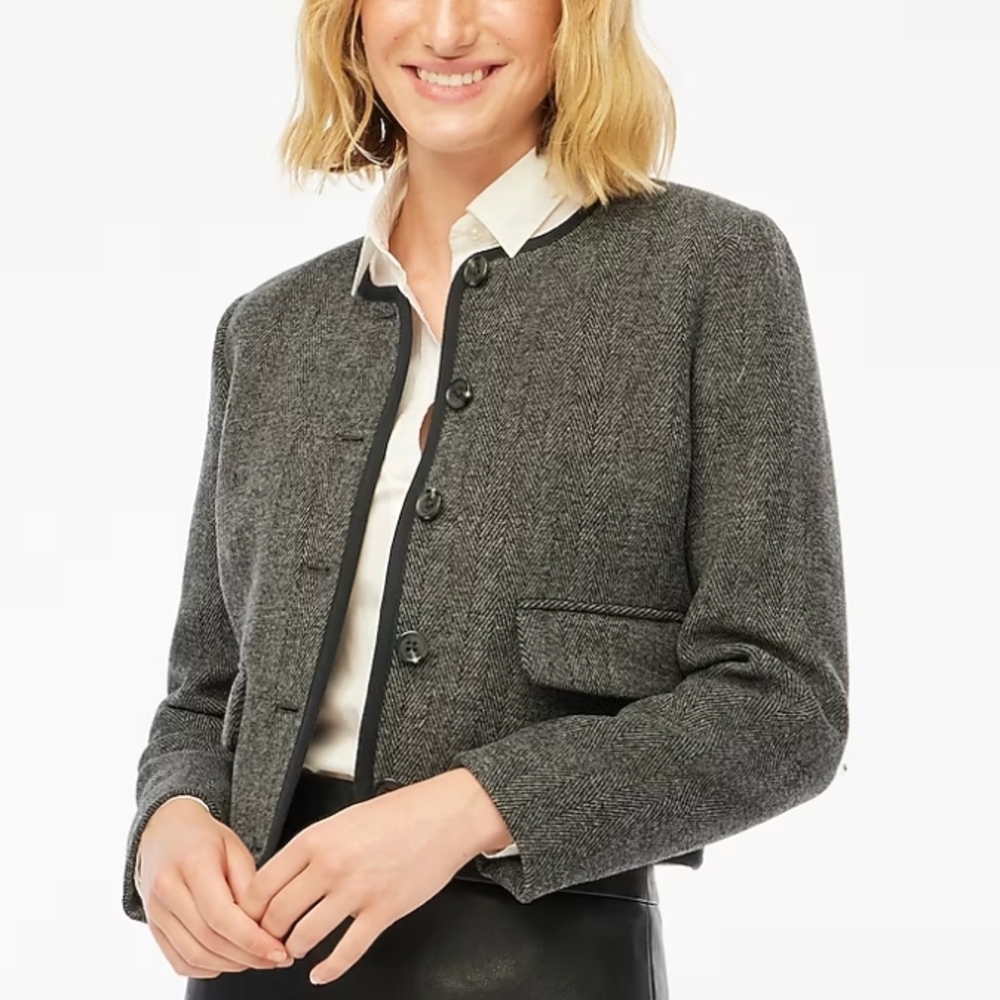J. Crew Factory, Herringbone Lady Jacket, Charcoal Grey, 8P, NWT